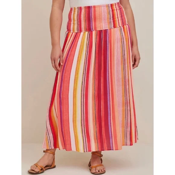 🆕 Striped Midi Gauze Smocked Convertible Dress 1 1X 14 16 NWT Torrid New! - Picture 5 of 9